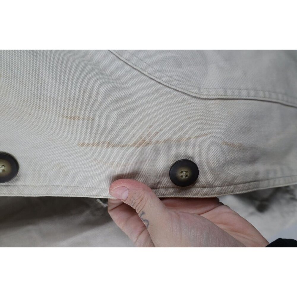 Vtg 90s Streetwear Womens XL Distressed Flannel Lined Chore Barn Jacket Beige - Picture 8 of 15